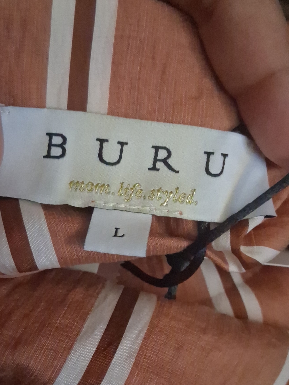 NWT BURU White Label Brown Striped Blouse – size large MSRP $88 - Picture 7 of 7